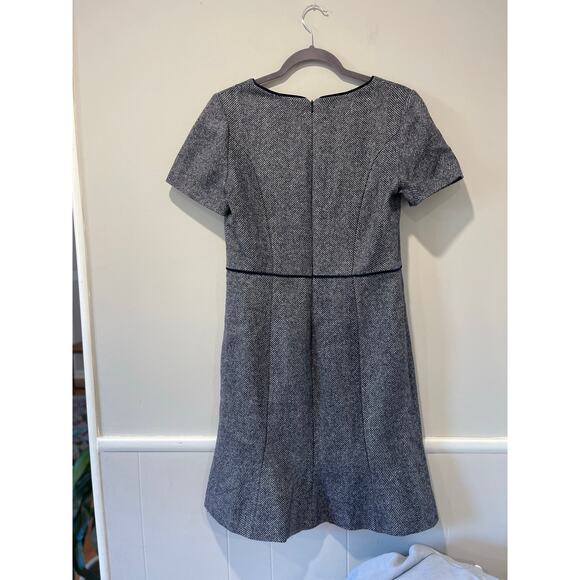 Boden Albany British Tweed Wool Dress Size 6 Herringbone Navy Gray Business - Picture 5 of 6